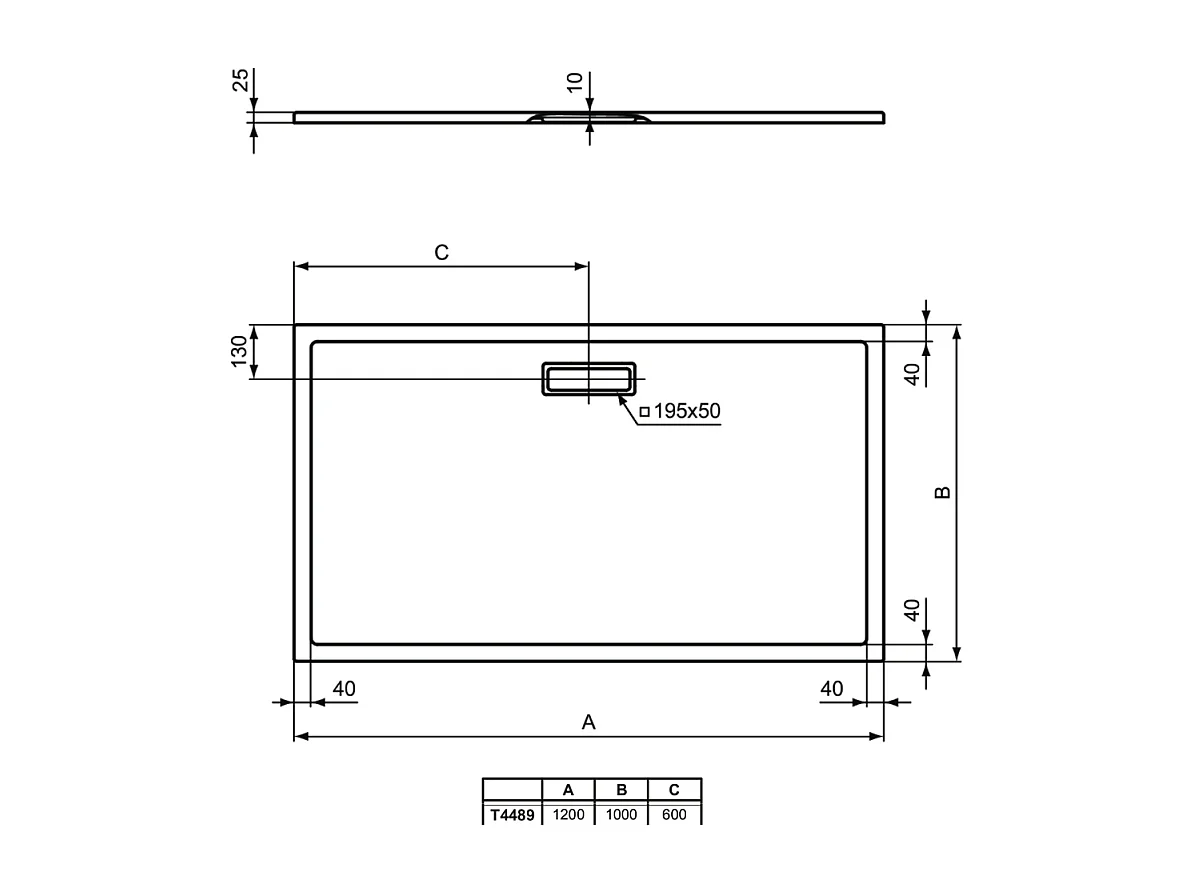 IDEAL STANDARD Receveur antidérapant 120 X 100 Ultra Flat New acrylique rectangle blanc