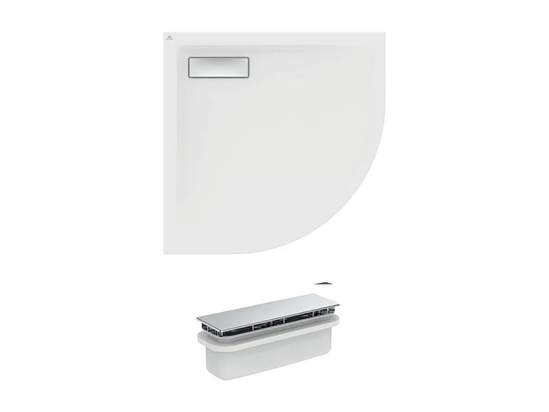 IDEAL STANDARD Receveur  80 X 80 Ultra Flat New acrylique quart de rond blanc bonde incluse