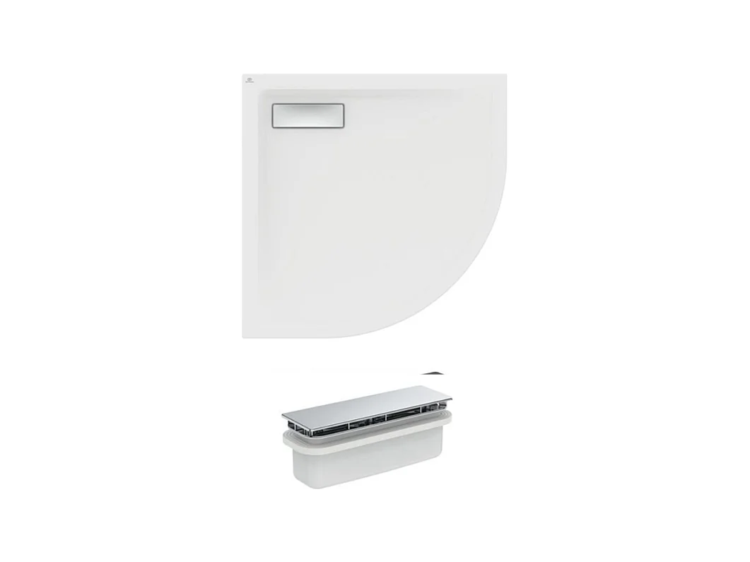 IDEAL STANDARD Receveur  80 X 80 Ultra Flat New acrylique quart de rond blanc bonde incluse