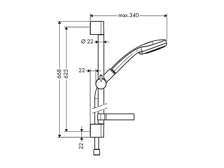 Set de douche Vario EcoSmart 9 l/min avec barre Unica'C 65 cm et porte-savon chromé Hansgrohe Croma 100