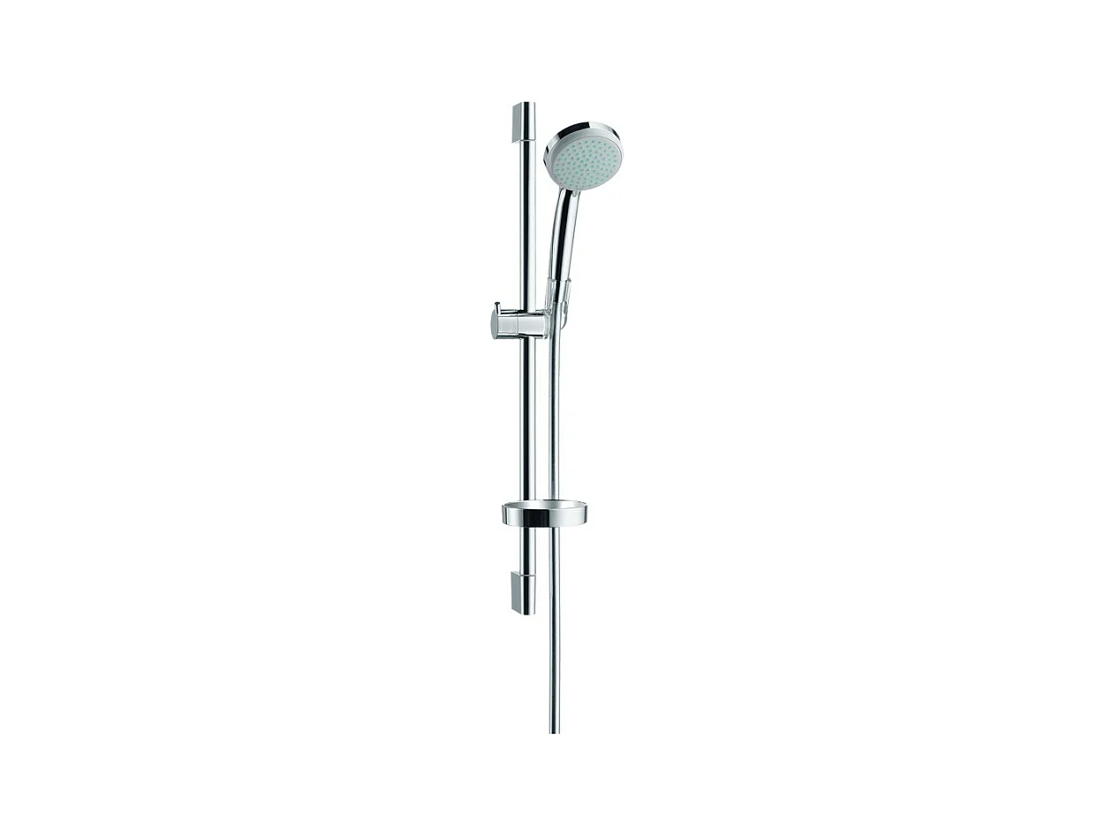 Set de douche Vario EcoSmart 9 l/min avec barre Unica'C 65 cm et porte-savon chromé Hansgrohe Croma 100