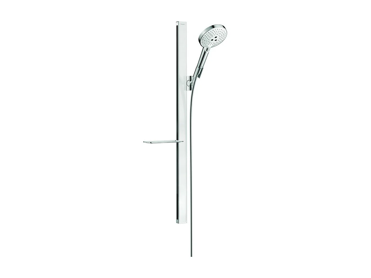 Set de douche 120 3jet avec barre Unica'E 90 cm et porte-savon blanc/chromé Hansgrohe Raindance Select S