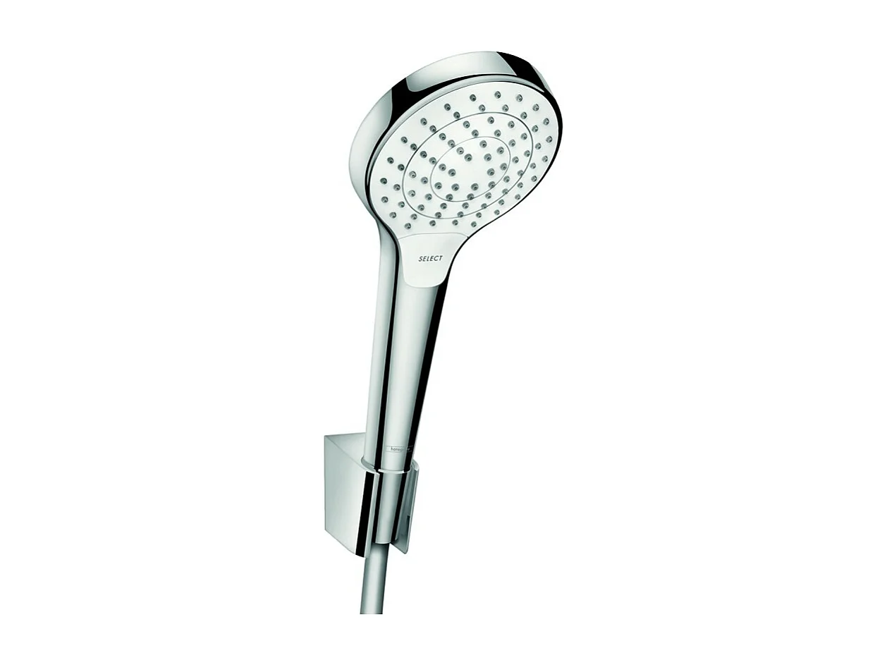 Ensemble support mural et douchette Vario avec flexible de douche 160 cm blanc/chromé Hansgrohe Croma Select S