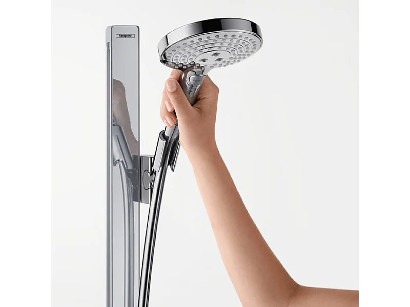 Ensemble de douche 120 3jet EcoSmart 9 l/min avec barre Unica'E 90 cm et porte-savon chromé Hansgrohe Raindance Select S