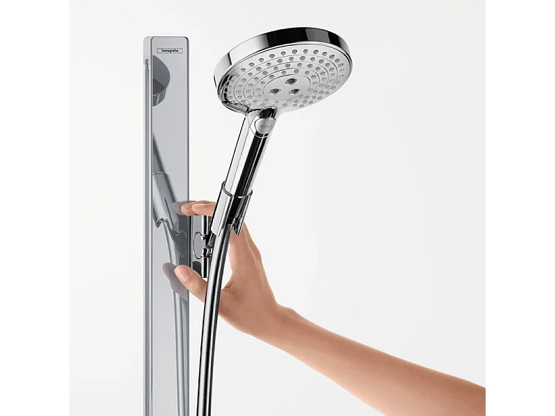 Ensemble de douche 120 3jet EcoSmart 9 l/min avec barre Unica'E 90 cm et porte-savon chromé Hansgrohe Raindance Select S