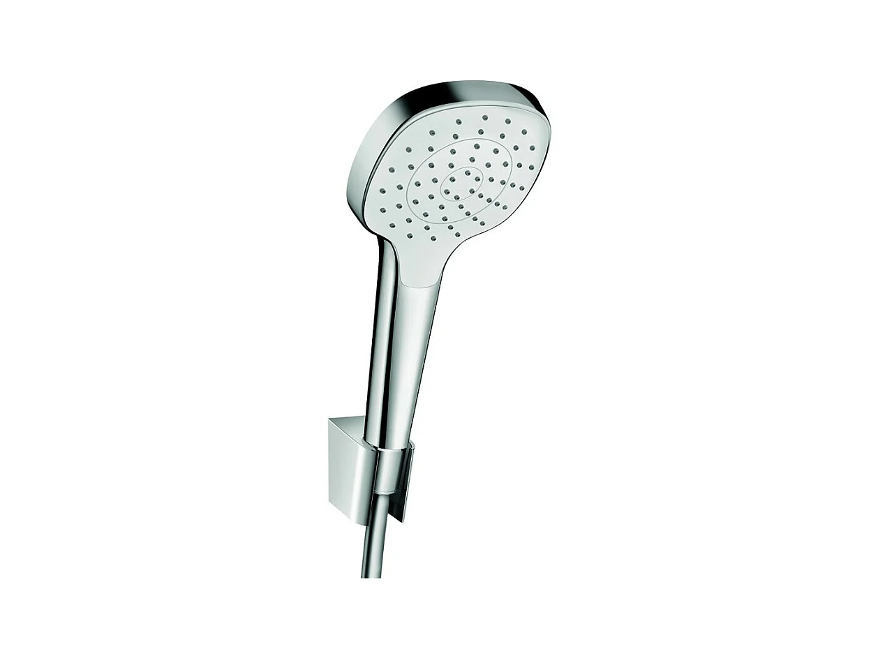 Ensemble support mural et douchette 1jet avec flexible de douche 125 cm blanc/chromé Hansgrohe Croma Select E