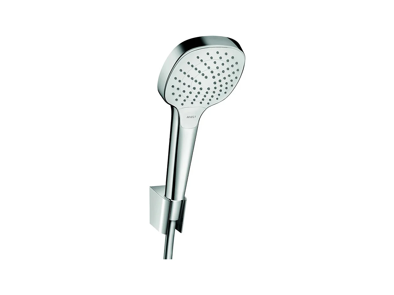 Ensemble support mural et douchette Vario avec flexible de douche 160 cm blanc/chromé Hansgrohe Croma Select E