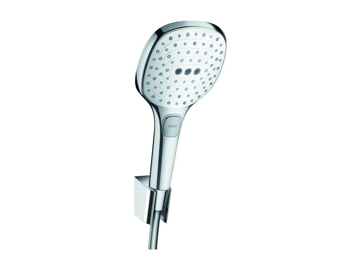 Soporte de pared y set de teleducha 120 3jet con flexo de 160 cm blanco/cromo Hansgrohe Raindance Select E