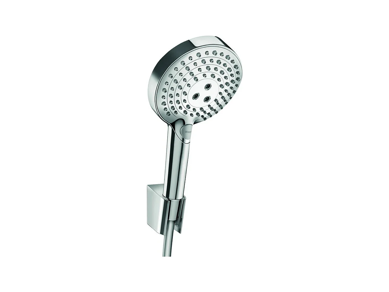 Ensemble support mural et douchette 120 3jet PowderRain avec flexible de douche 160 cm chromé Hansgrohe Raindance Select S