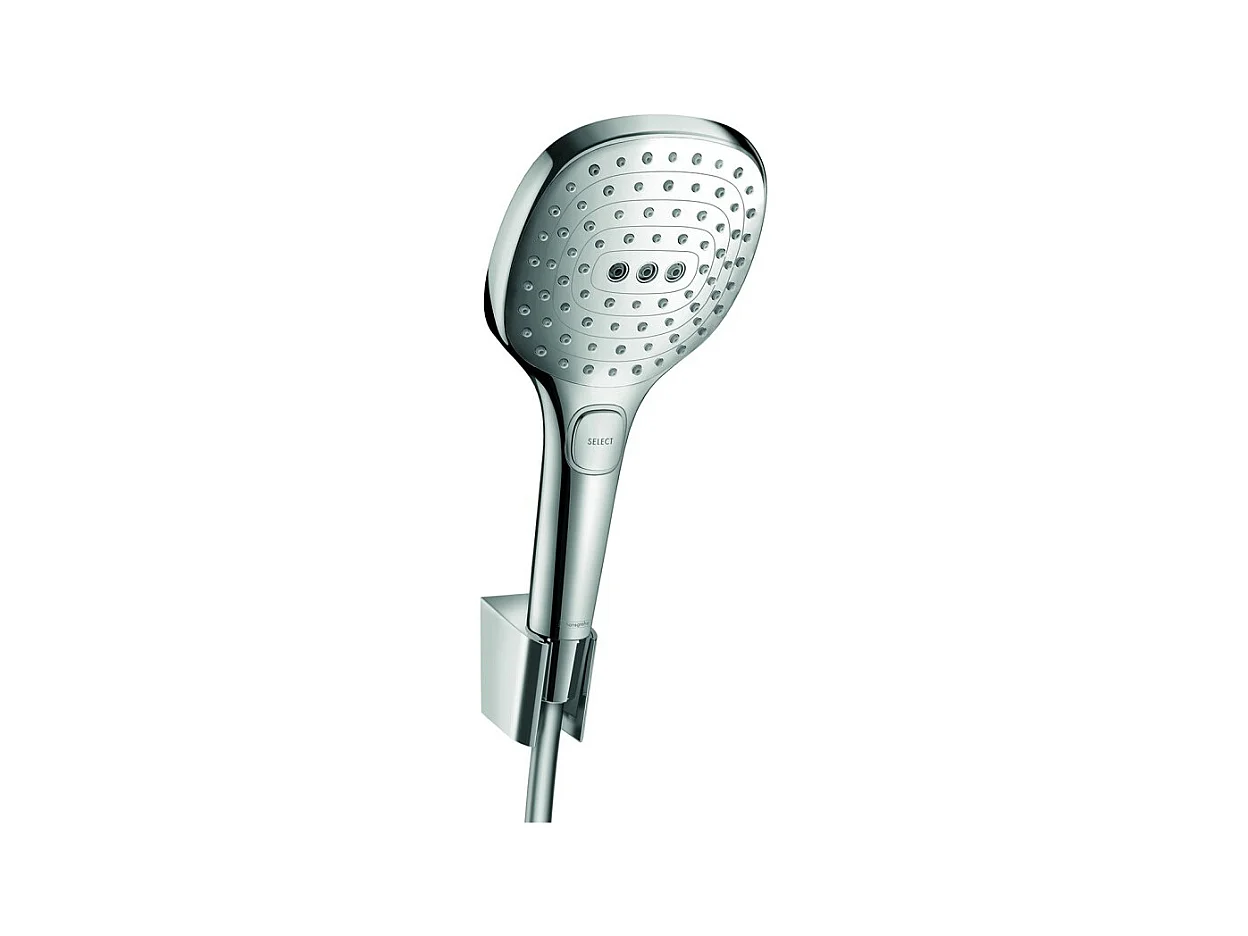 Ensemble support mural et douchette 120 3jet avec flexible de douche 125 cm chromé Hansgrohe Raindance Select E