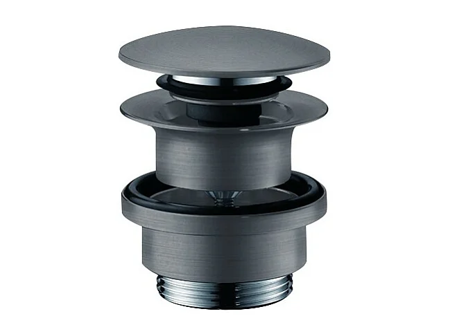 Bonde lavabo Push-open HANSGROHE noir chromé brossé