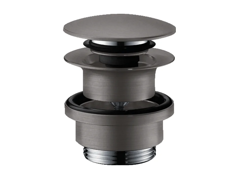 Bonde lavabo Push-open HANSGROHE noir chromé brossé