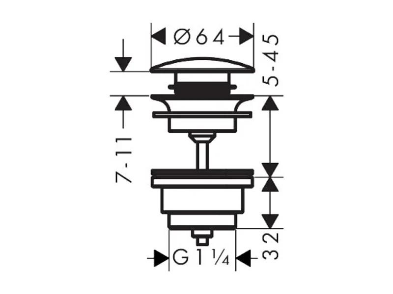 Bonde lavabo Push-open HANSGROHE aspect doré poli