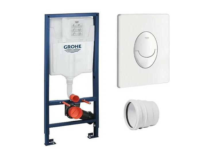 Bati support GROHE + plaque de commande wc suspendu GROHE Skate Air Blanche