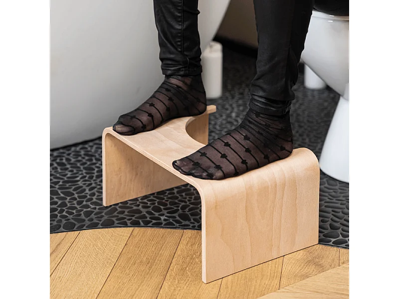 Pack WC suspendu compact sans bride DURAVIT Me by Starck abattant + bati support SIAMP + Plaque blanche + tabouret bois