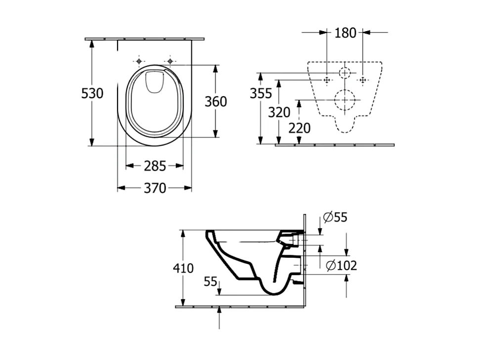 WC suspendu sans bride VILLEROY ET BOCH Architectura Twistflush rond avec abattant