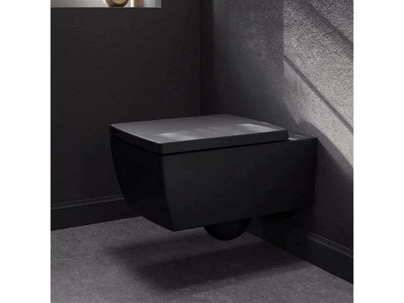 Pack WC suspendu sans bride VILLEROY ET BOCH Memento 2.0 + bâti support + plaque Pure Black