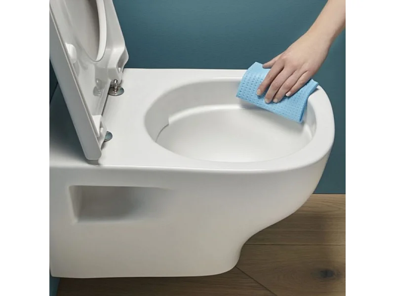 Pack WC suspendu sans bride JACOB DELAFON Struktura+ bâti-support + plaque blanc + tabouret bois