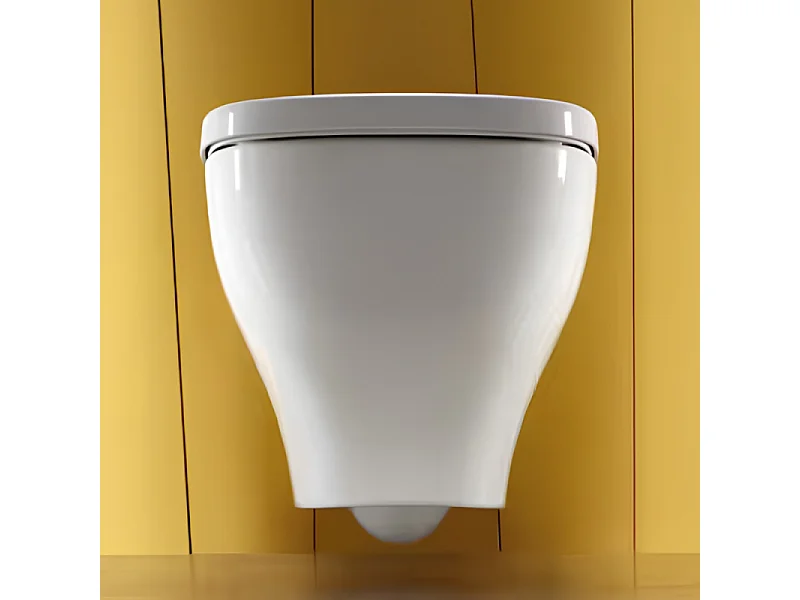 Pack WC suspendu sans bride JACOB DELAFON Struktura + abattant + bâti-support autoportant + plaque blanche + tabouret bois