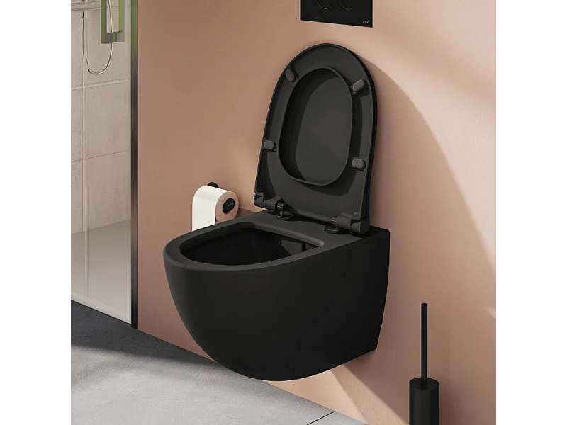 WC suspendu sans bride VITRA Sento noir mat + abattant