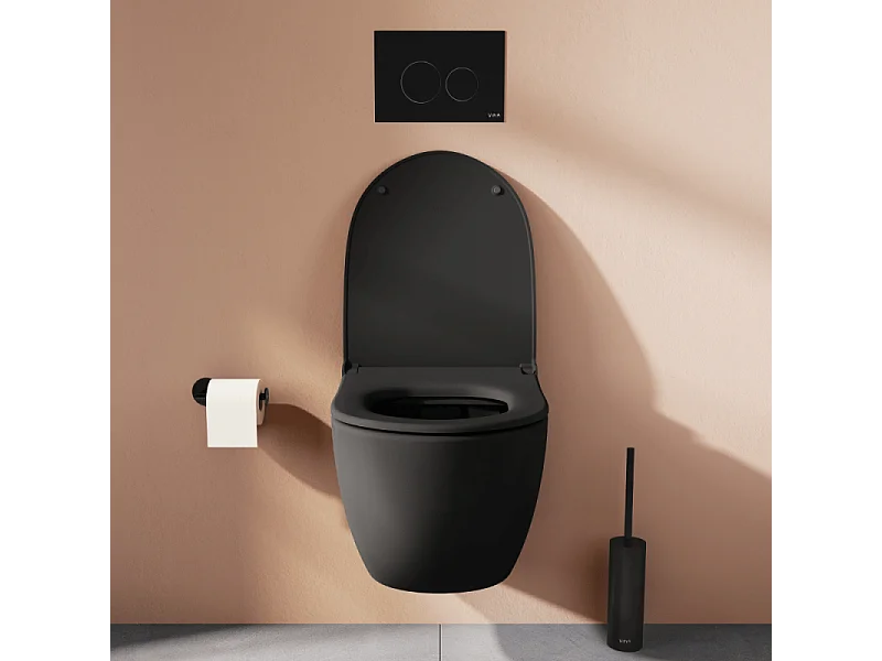 WC suspendu sans bride VITRA Sento noir mat + abattant