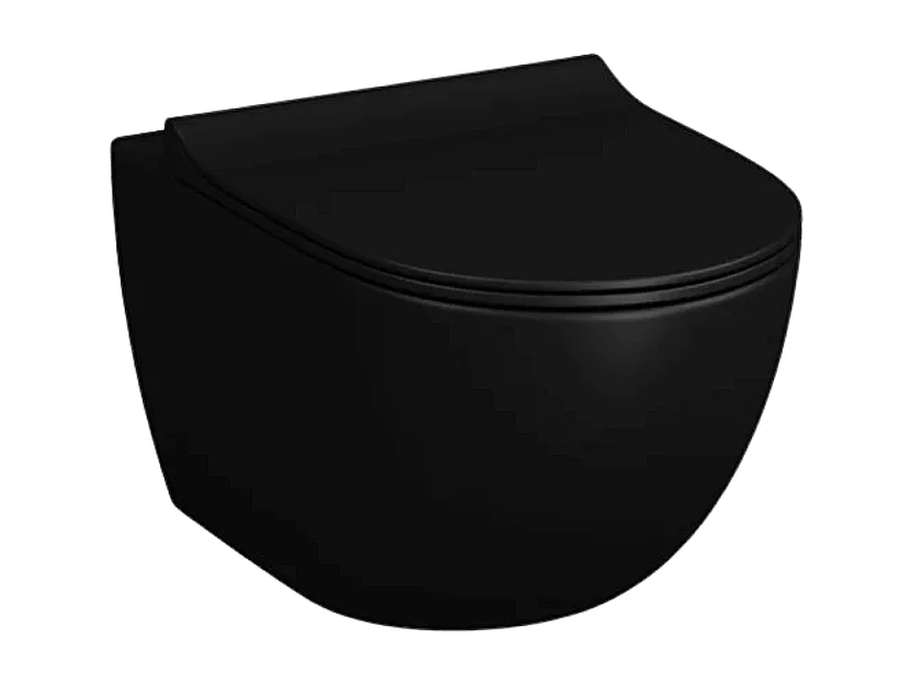 Cuvette suspendue sans bride VitrA Sento noir mat + abattant frein de chute déclipsable