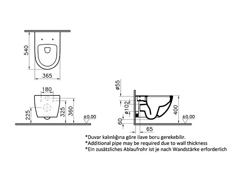 Cuvette suspendue sans bride VitrA Sento noir mat + abattant frein de chute déclipsable