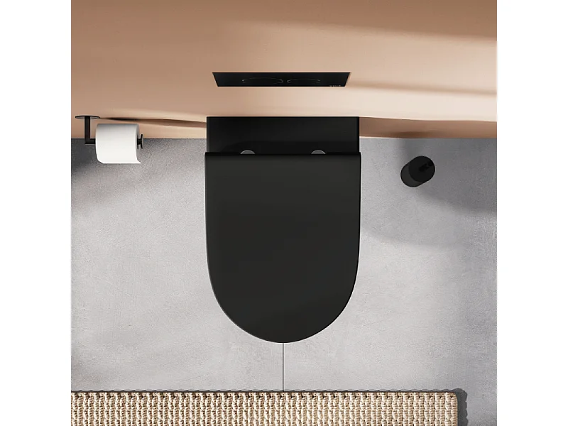 Cuvette suspendue sans bride VitrA Sento noir mat + abattant frein de chute déclipsable