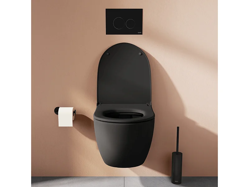 Cuvette suspendue sans bride VitrA Sento noir mat + abattant frein de chute déclipsable