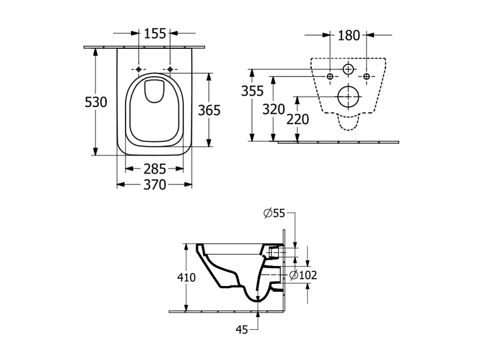 Cuvette WC suspendu sans bride VILLEROY ET BOCH Architectura Twistflust rectangle avec abattant frein de chute