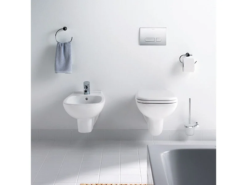 Pack WC suspendu DURAVIT D-code + bati support SIAMP + plaque + tabouret physiologique blanc
