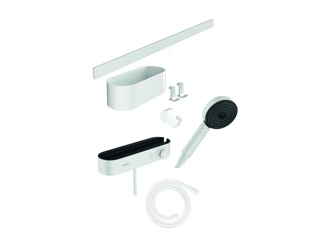 HANSGROHE Ensemble d'accessoires de douche avec thermostatique blanc mat WallStoris