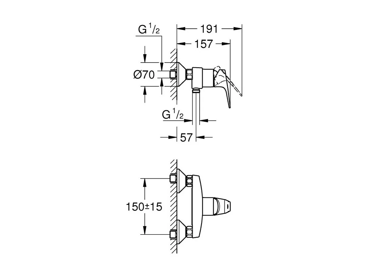 Mitigeur de douche mécanique GROHE Startflow avec limiteur + chiffonnette
