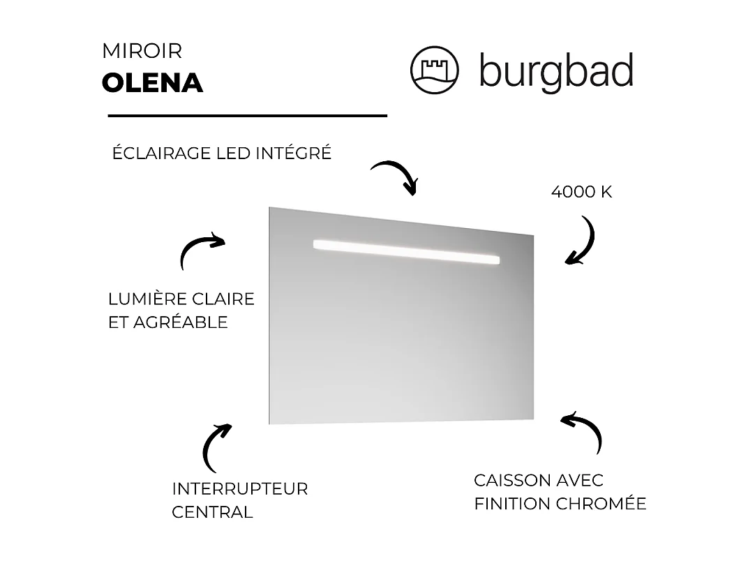 Miroir de salle de bain BURGBAD Olena 90 cm