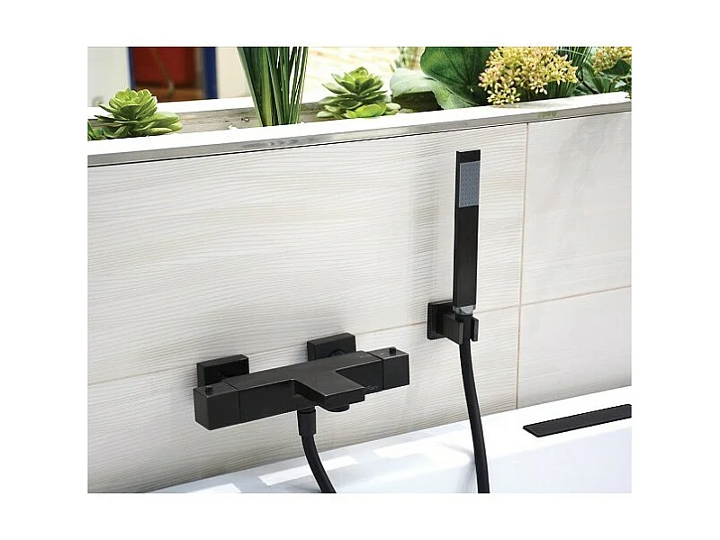 Mitigeur bain douche avec pommeau douche et support Paini Dax Noir Brossé