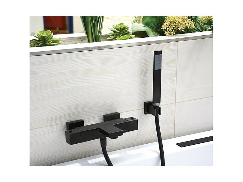 Mitigeur bain douche avec pommeau douche et support Paini Dax Noir Brossé