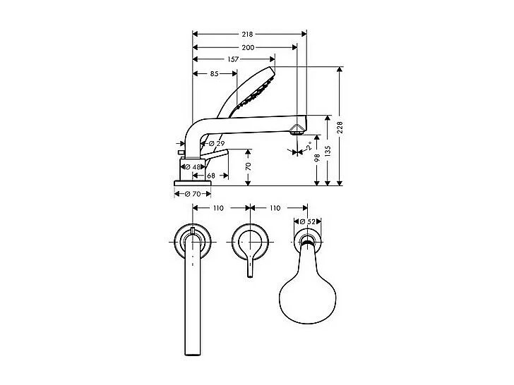 Robinet mitigeur bain douche 3 trous HANSGROHE Talis S chromé