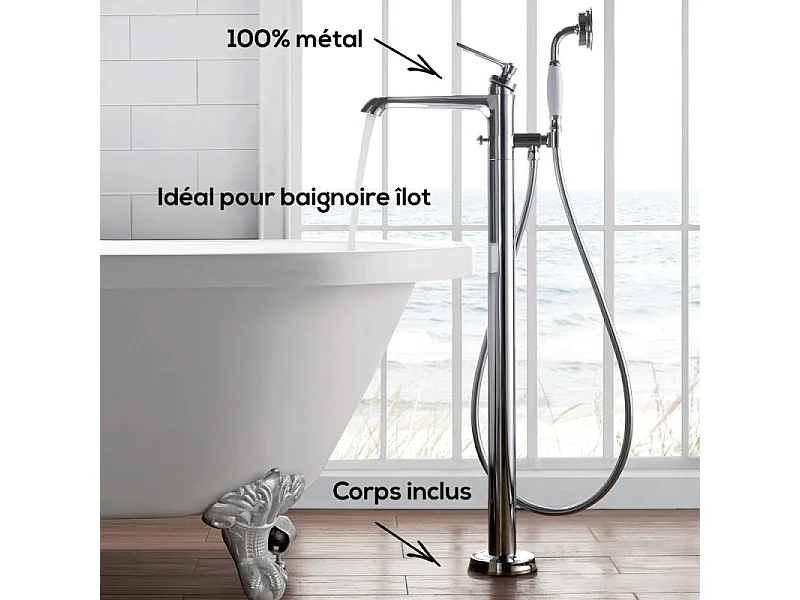 Mitigeur baignoire ilot rétro Paini Lady's chrome