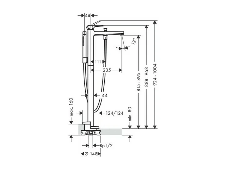 Robinet baignoire îlot HANSGROHE Metropol bronze brossé