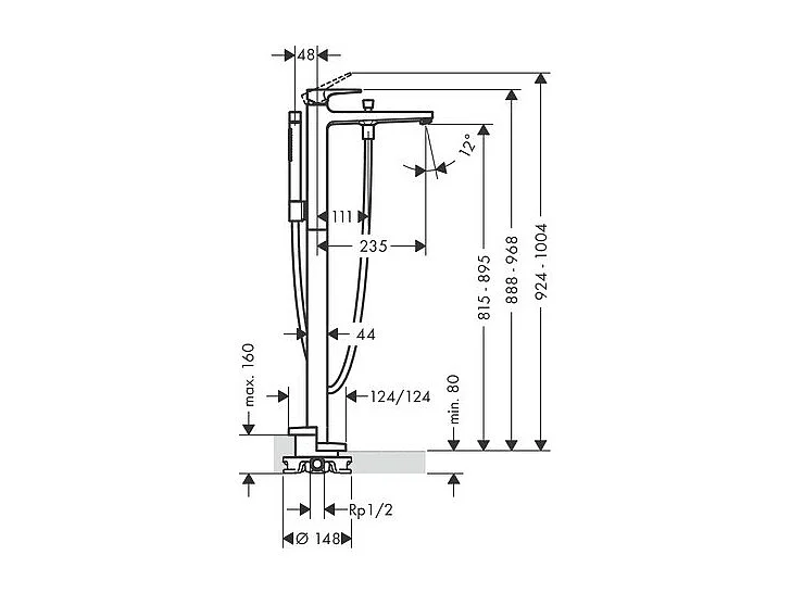 Robinet baignoire îlot HANSGROHE Metropol bronze brossé