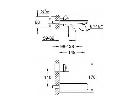 Robinet lavabo mural GROHE Lineare M chromé