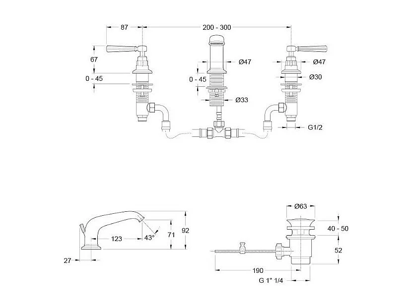 Mélangeur 3 trous croisillons JACOB DELAFON Cléo 1889 or beige + nettoyant