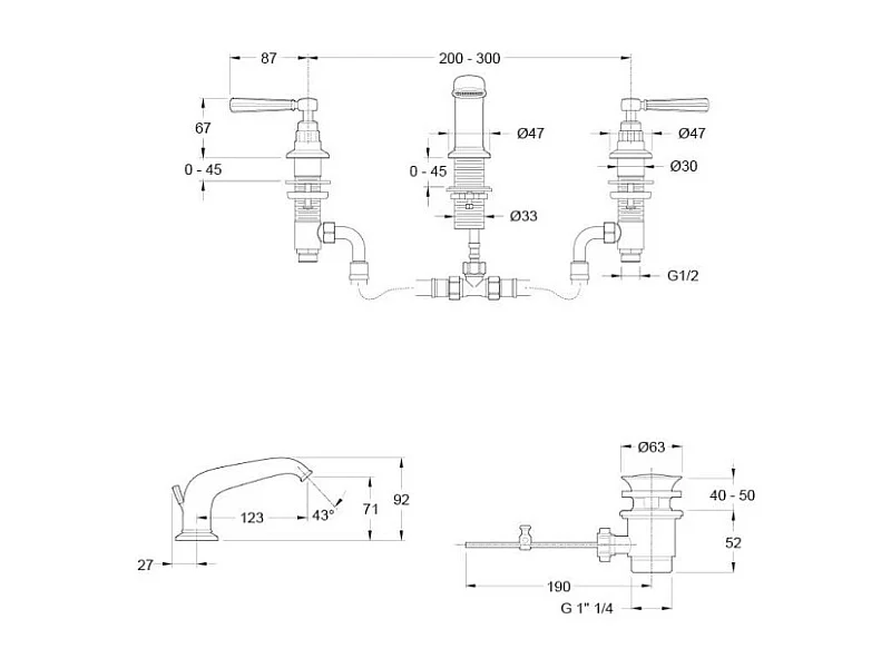 Mélangeur 3 trous croisillons JACOB DELAFON Cléo 1889 or beige + nettoyant