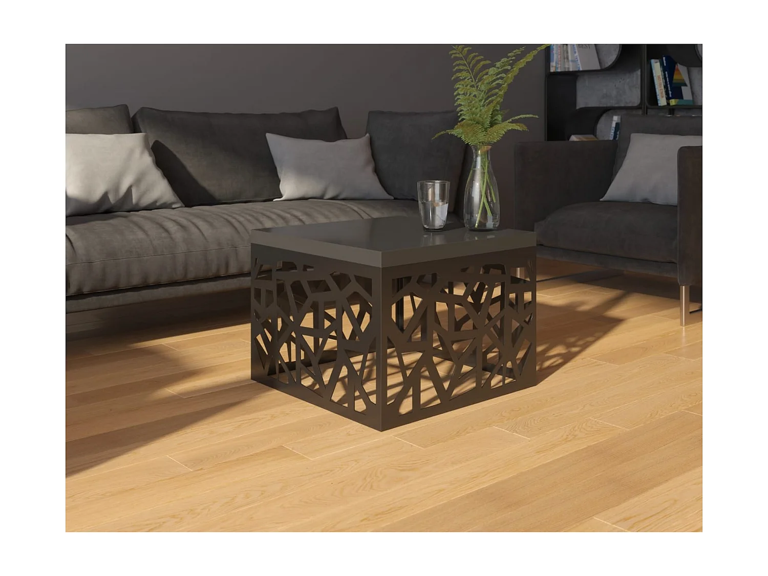 Table basse Tamira/Contreplaqué/Métal/blanc/noir