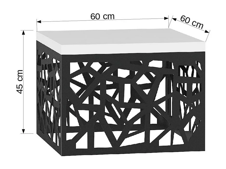 Table basse Tamira/Contreplaqué/Métal/blanc/noir