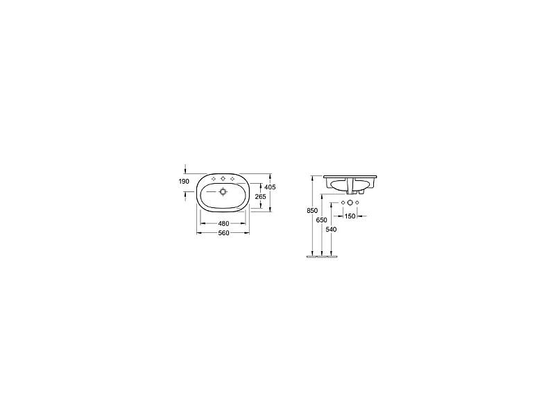 Vasque a encastrer VILLEROY ET BOCH O.Novo Blanc CeramicPlus