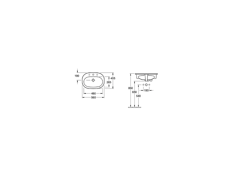 Vasque a encastrer VILLEROY ET BOCH O.Novo Blanc