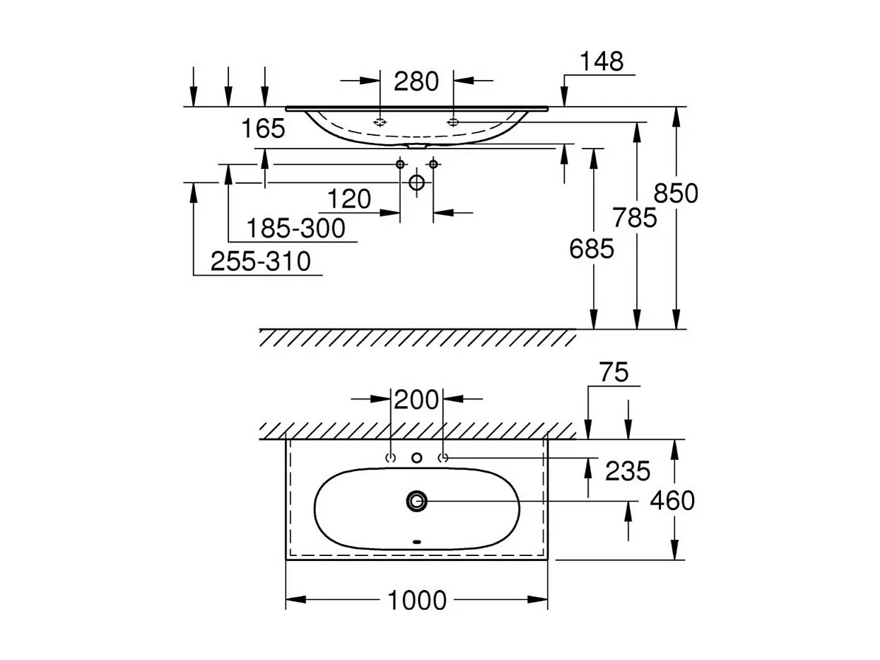 GROHE Plan vasque Essence Ceramic 100 x 46 cm
