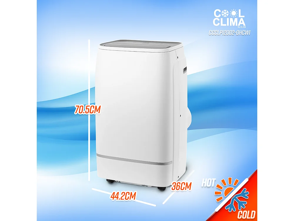 Climatiseur mobile réversible chaud/froid 12000BTU - 3.5KW avec télécommande et fonction Wifi
