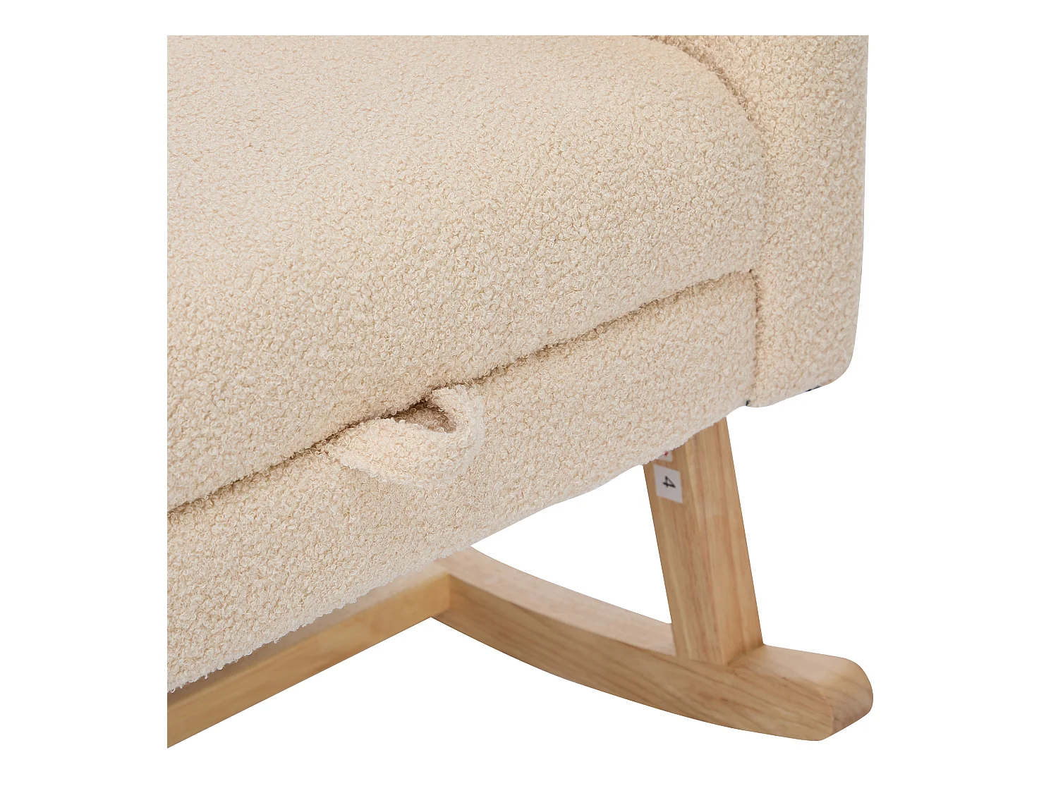 Fauteuil à bascule 132x50x99cm - Structure en bois massif - Velours - beige